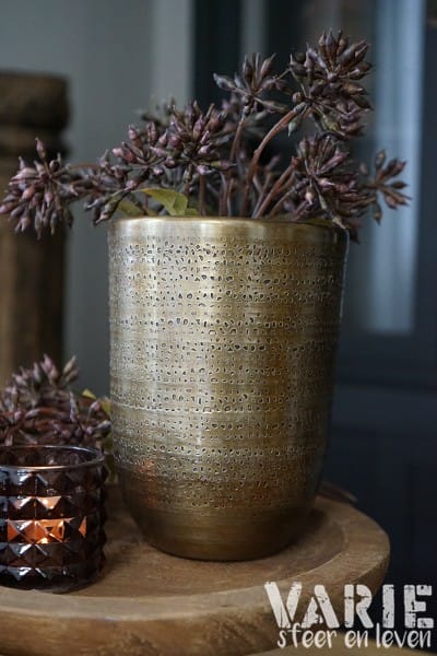Aluminium vaas brons/koper – Ø14 cm, H19 cm