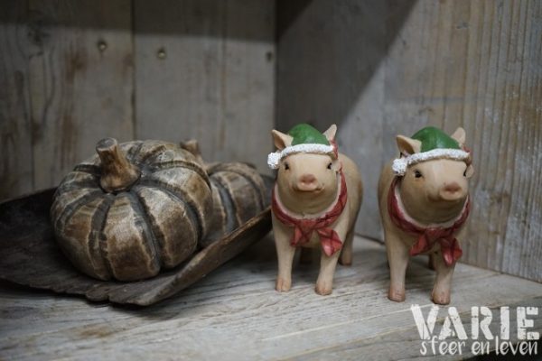 Charmante kerstvarkentje 13 cm - Afbeelding 3
