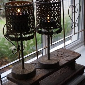 Countryfield kandelaar met muntjes – bruin