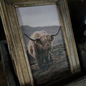 Houten lijst – Hooglander print (2 varianten: staand & liggend) 🐄✨