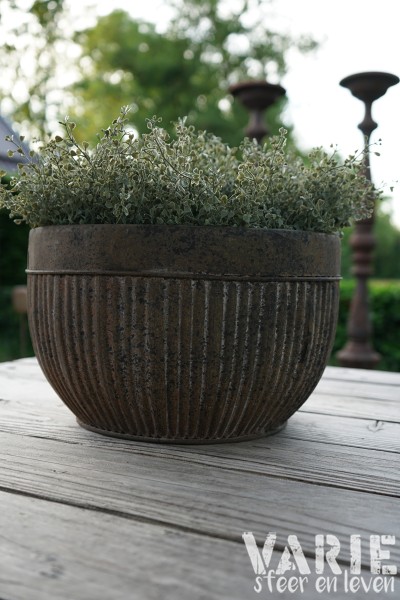Zinken Bloempot met Ribbelstructuur â à 35 cm đ¤ - Afbeelding 3