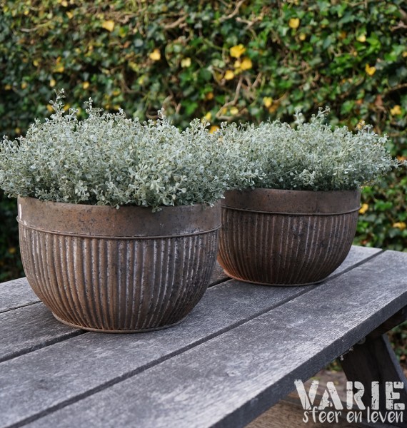 Zinken Bloempot met Ribbelstructuur â à 35 cm đ¤ - Afbeelding 6