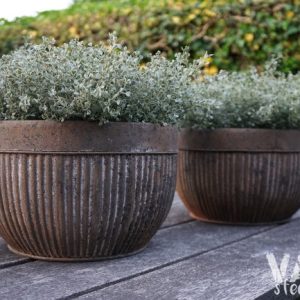 Zinken Bloempot met Ribbelstructuur – Ø 35 cm 🤎