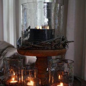 Windlicht Helder Gehamerd Glas – Diverse Maten