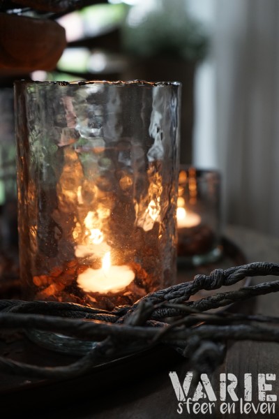 Windlicht Helder Gehamerd Glas – Diverse Maten - Afbeelding 5