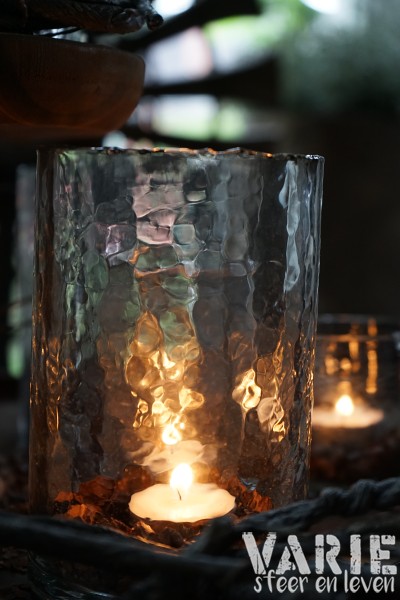 Windlicht Helder Gehamerd Glas – Diverse Maten - Afbeelding 2