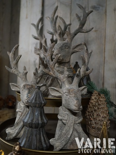 Decoratief hert met sjaal โ verweerd grijs/bruin โ 2 maten ๐ค - Afbeelding 4