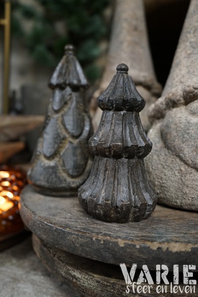 Houten decoratieboompje met streepmotief – 2 maten 🤎🌲 - Afbeelding 2