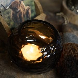 Glazen waxinelichthouder – bruin 🤎✨
