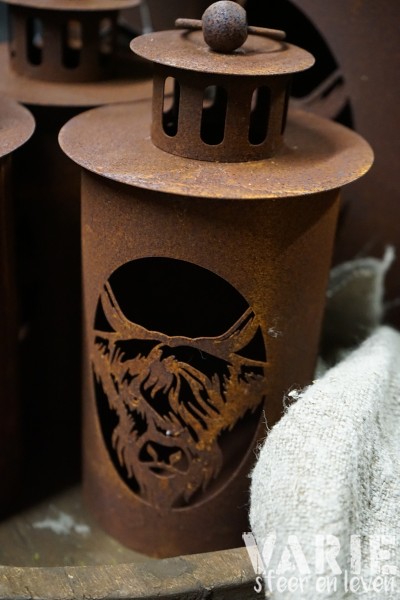 Metalen lantaarn Hooglander roest – 2 maten - Afbeelding 8