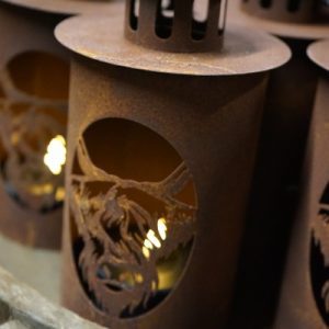 Metalen lantaarn Hooglander roest – 2 maten