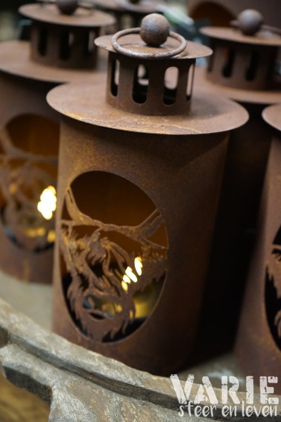 Metalen lantaarn Hooglander roest – 2 maten