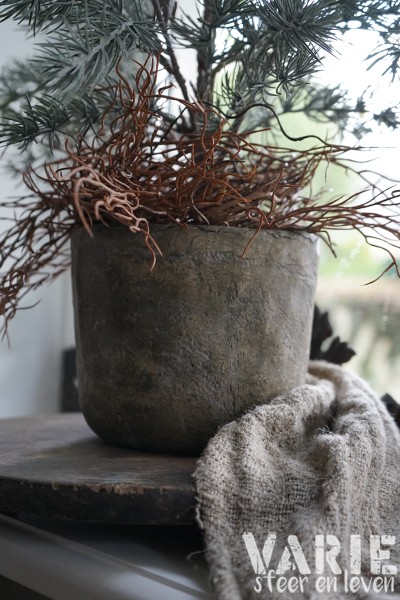 Stoere pot grijs – verweerde look – 2 maten - Afbeelding 2