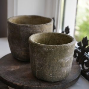 Stoere pot grijs – verweerde look – 2 maten