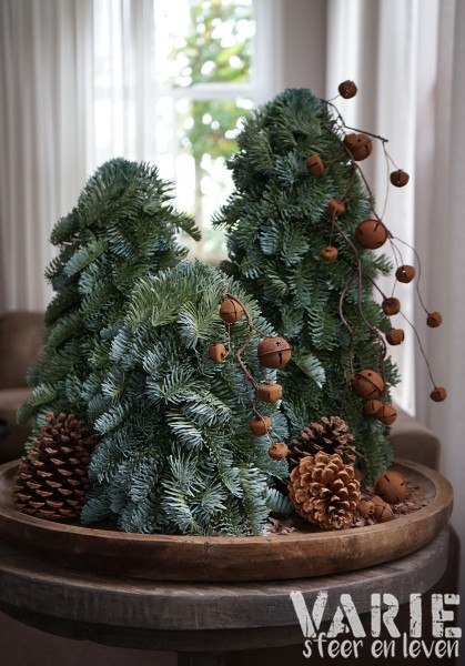 Kunst Nobilis boompjes op houten schijf – 3 maten 🌲🤎