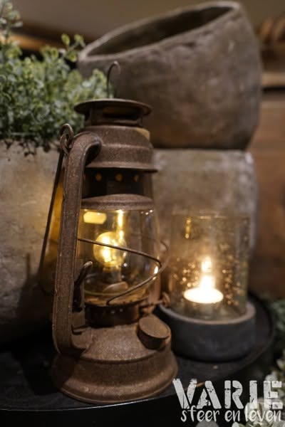 π€ LED stormlamp roestbruin β 24 cm