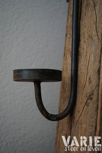 Metalen hangkandelaar voor stompkaars – roestkleur – 52 cm - Afbeelding 3